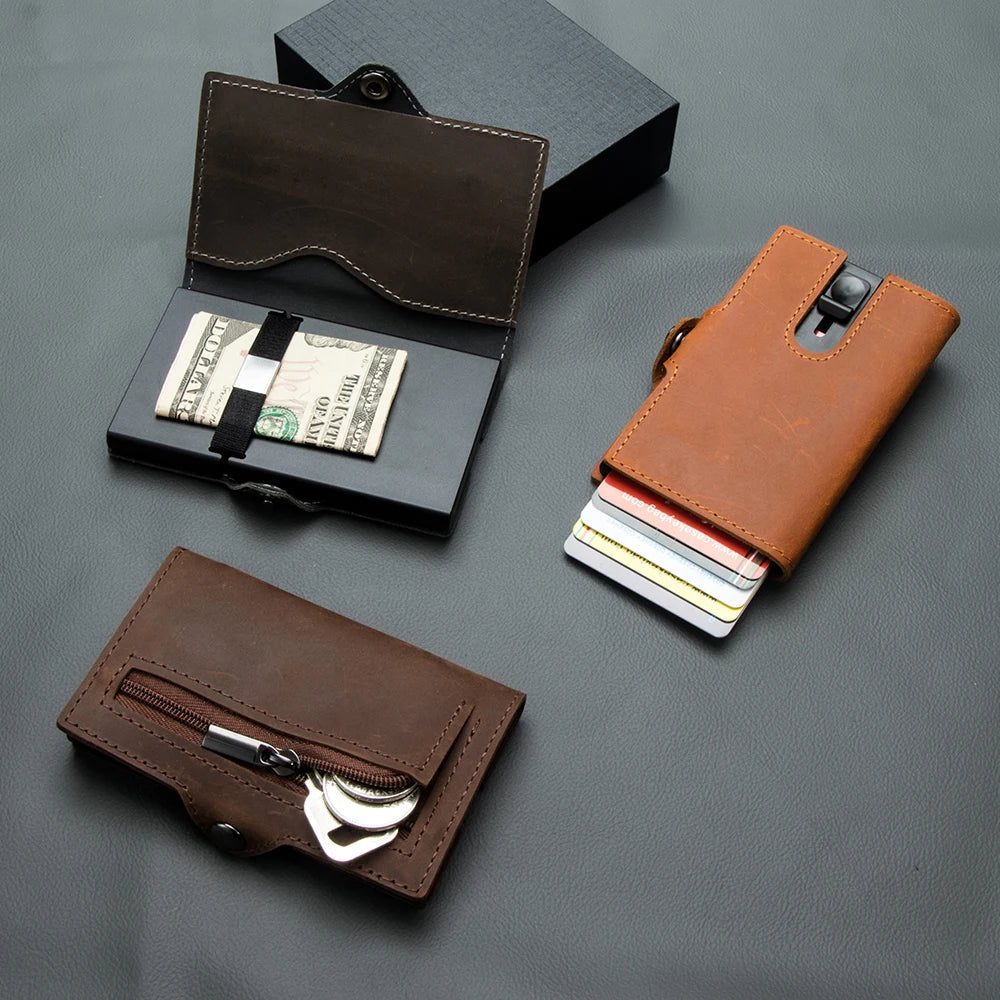 Genuine Leather and Carbon Fiber RFID® Blocking Wallet