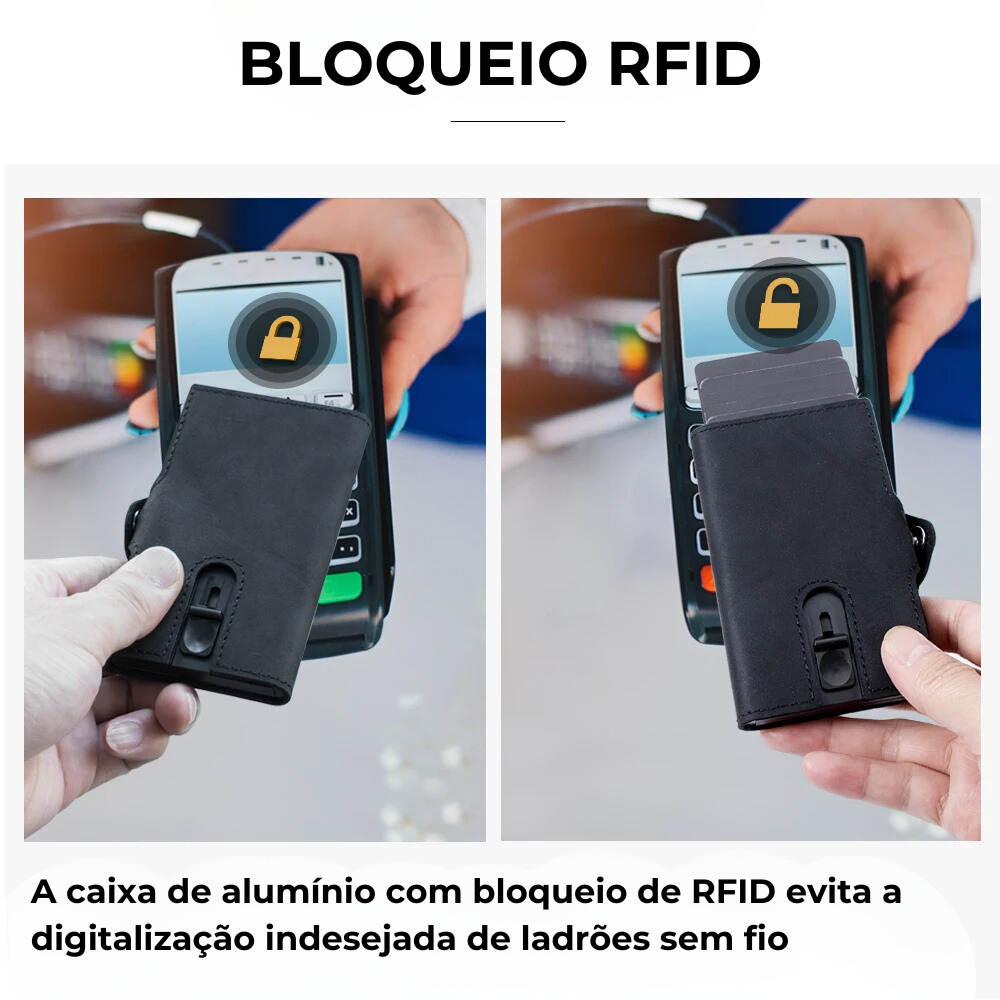Genuine Leather and Carbon Fiber RFID® Blocking Wallet