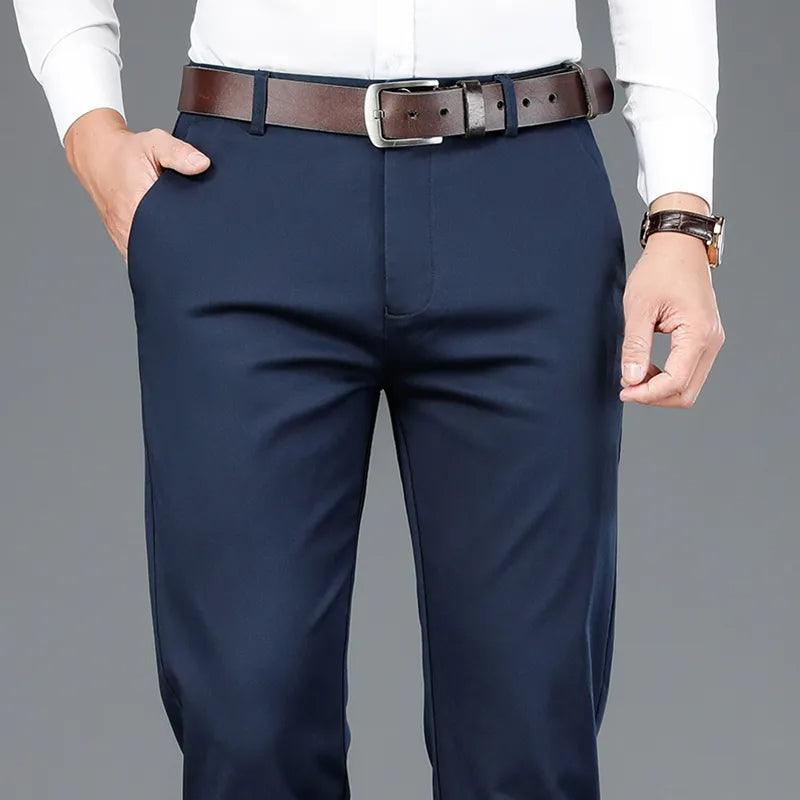Pantalón de vestir clásico de caballero + cinturón de cuero 